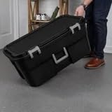22 Gallon Black Wheeled Plastic Storage Trunk D2354