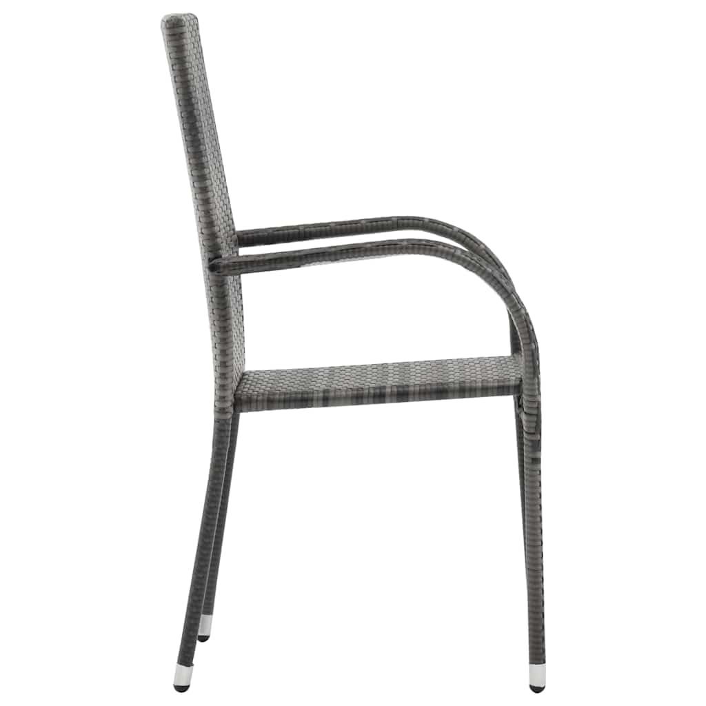 2 Pcs Grey Poly Rattan Stackable Patio Chairs U311945