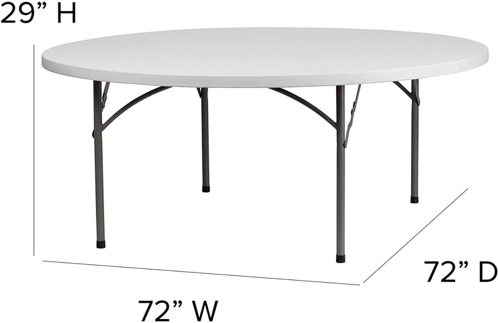 72" Round White Plastic Folding Table W80036