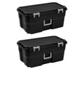 2 Pack 22 Gallon Black Wheeled Lockable Plastic Storage Trunk J811559