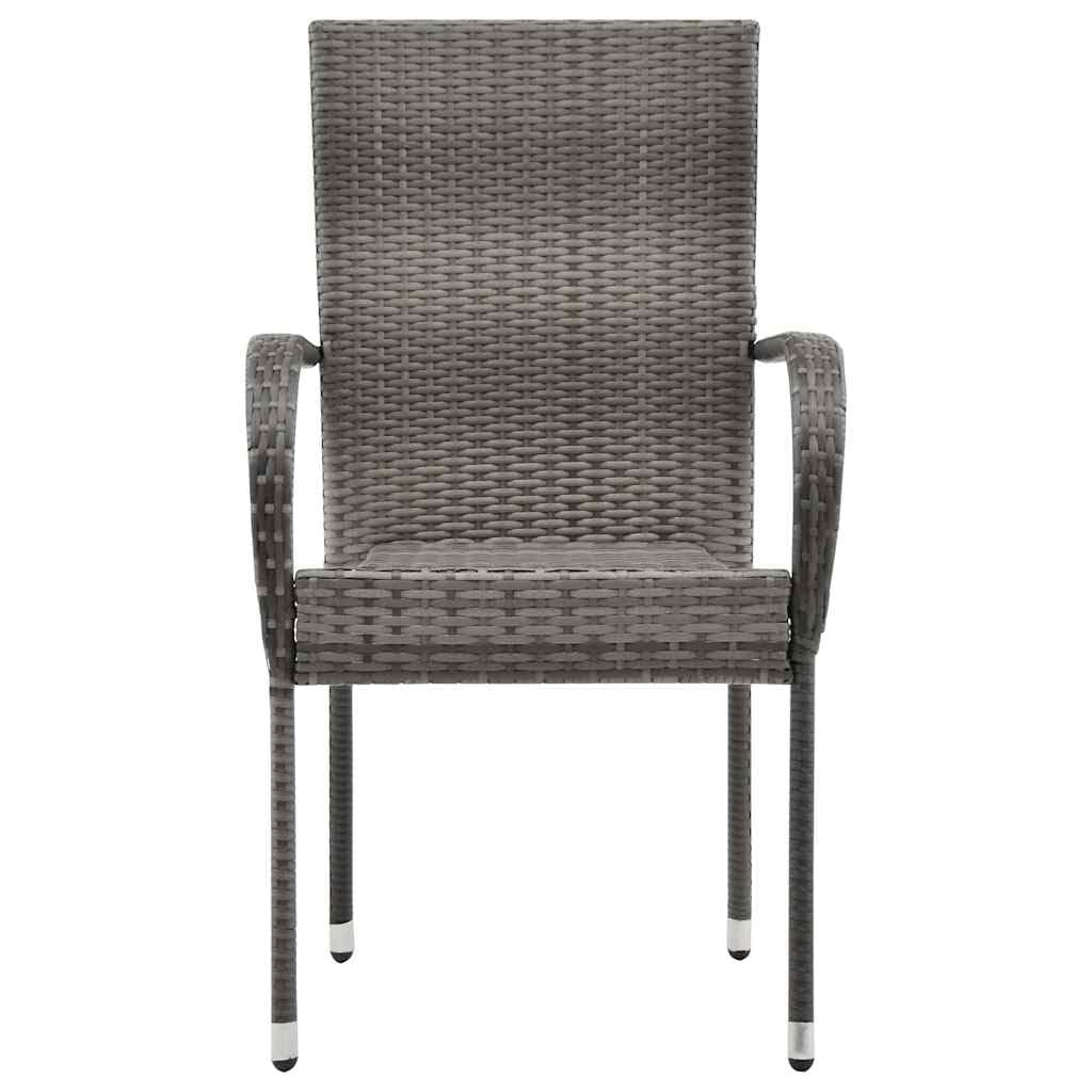 2 Pcs Grey Poly Rattan Stackable Patio Chairs U311945