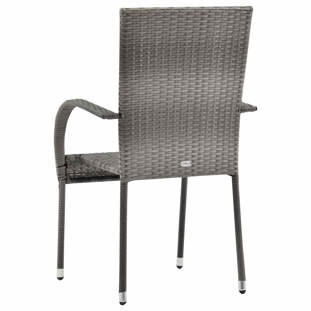 2 Pcs Grey Poly Rattan Stackable Patio Chairs U311945