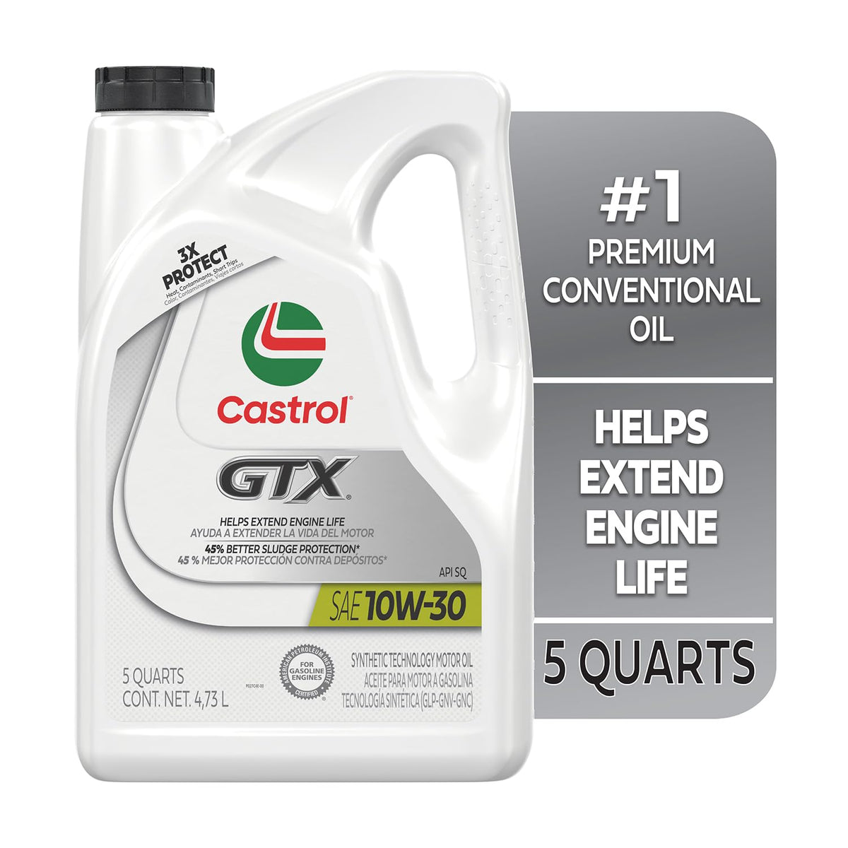 10W-30 Conventional Motor Oil, 5 Quarts H182537