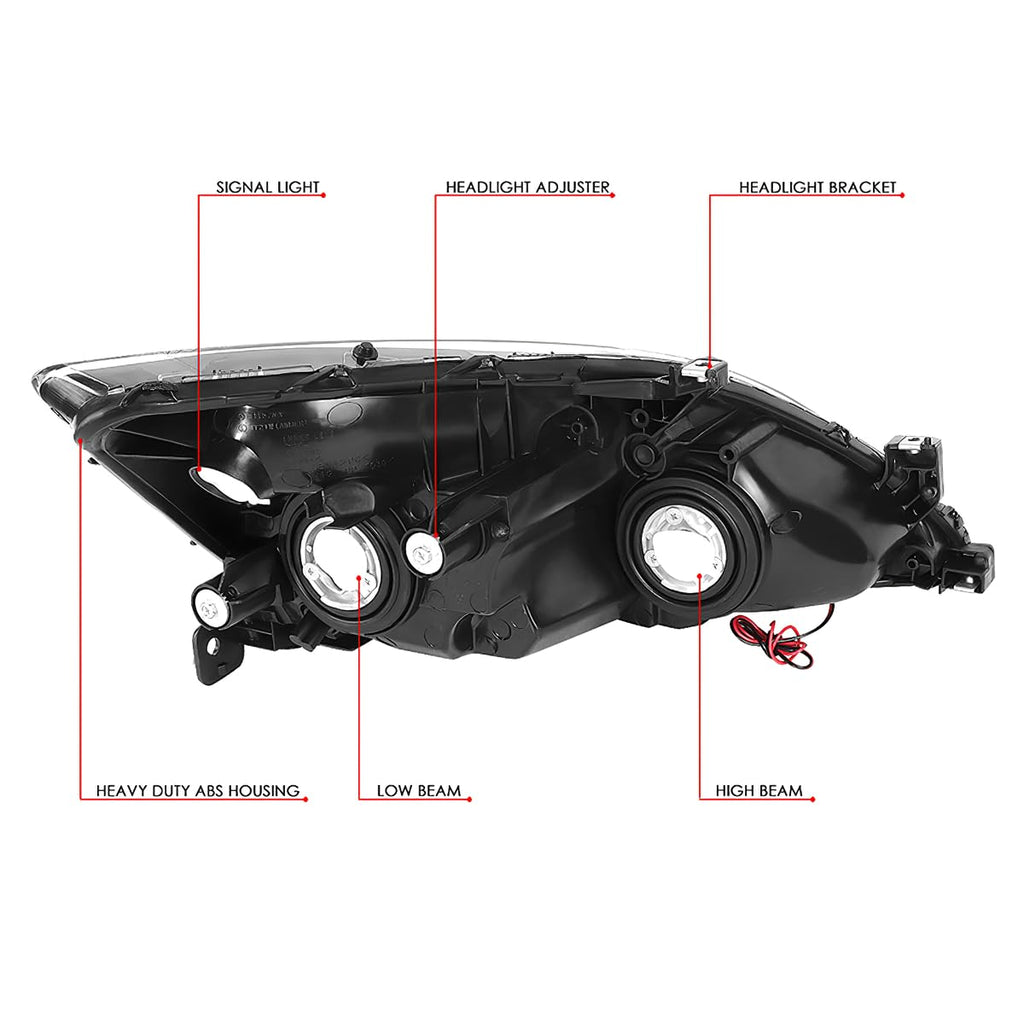 Headlight Assembly Left Right LED DRL Headlamp Set Black Housing Clear Corner Y152