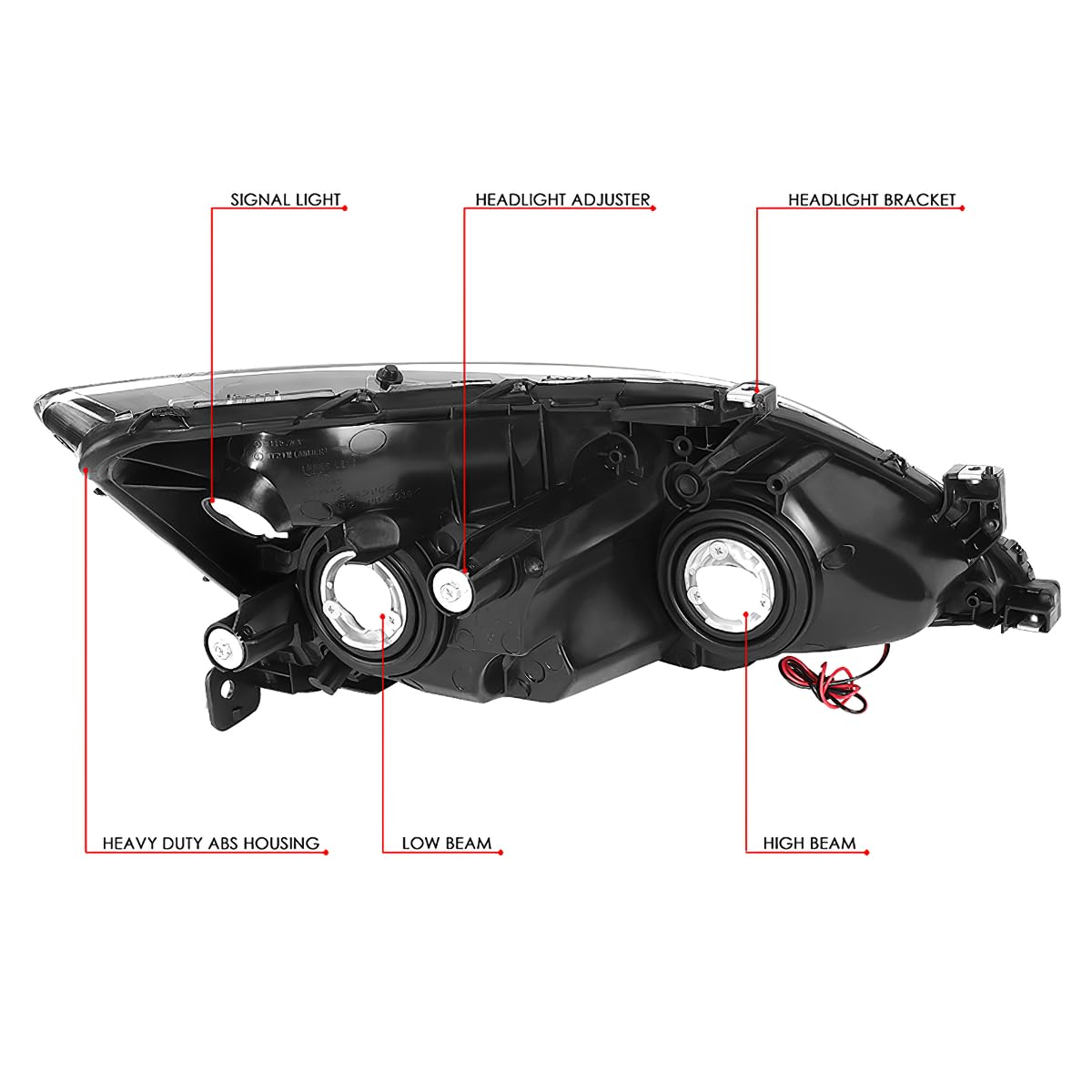 Headlight Assembly Left Right LED DRL Headlamp Set Black Housing Clear Corner Y152