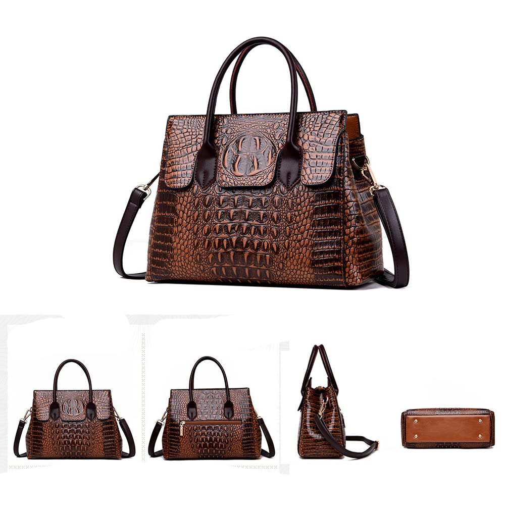 Embossed Faux Leather Satchel Handbag C18770