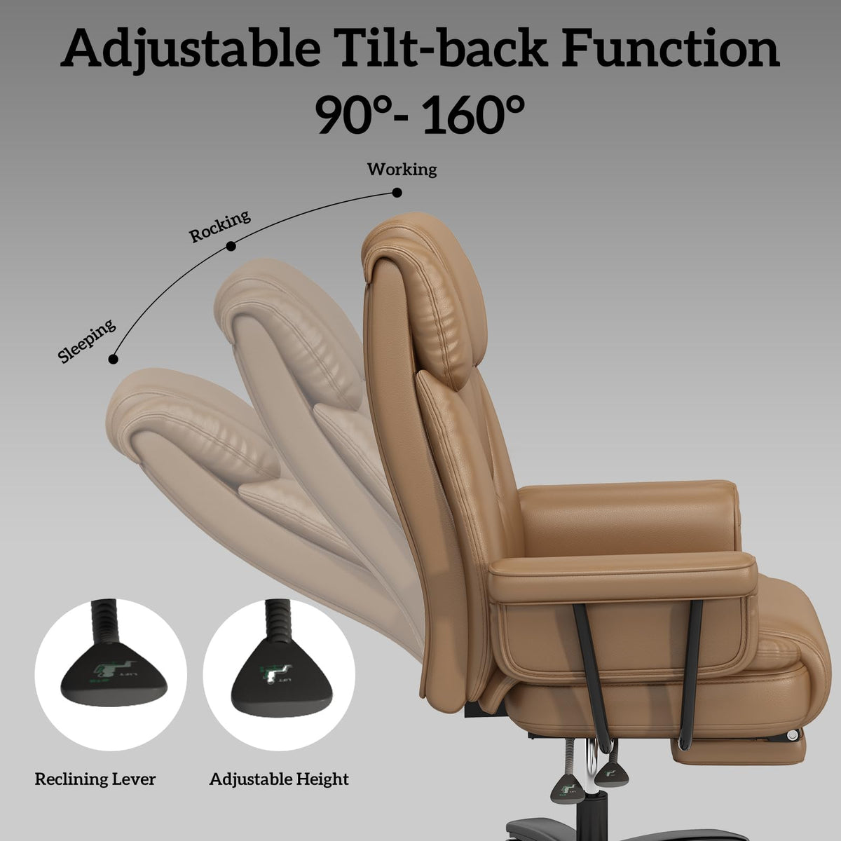 Brown Reclining Office Chair with Footrest A261390