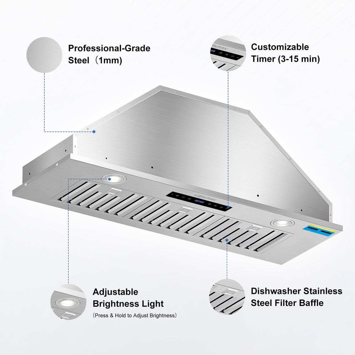 36-Inch 1200 CFM Built-in Range Hood Insert G719