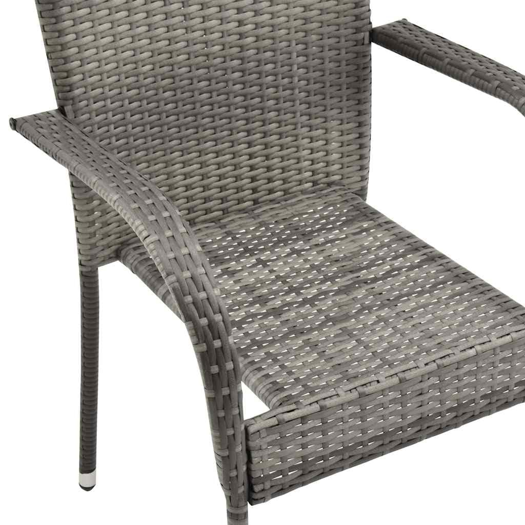 2 Pcs Grey Poly Rattan Stackable Patio Chairs U311945