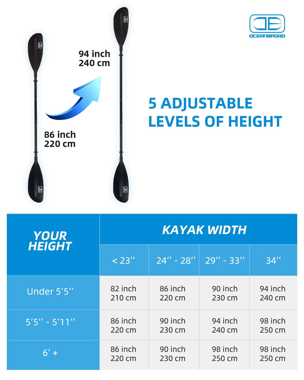 Adjustable Kayak Paddle with Paddle Leash L54545
