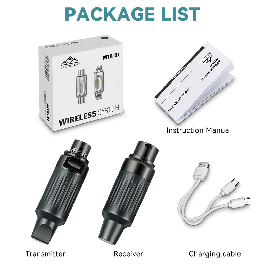 Wireless XLR Transmitter and Receiver for Microphones, 7-Channels 130ft Range, 2.4GHz Auto-Sync, Black Z370