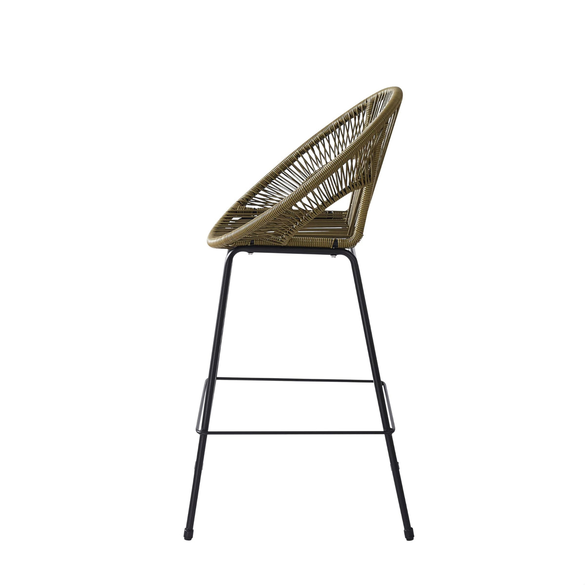 24" Height Metal Legs Faux Wicker Barstool Set of 2 L58272