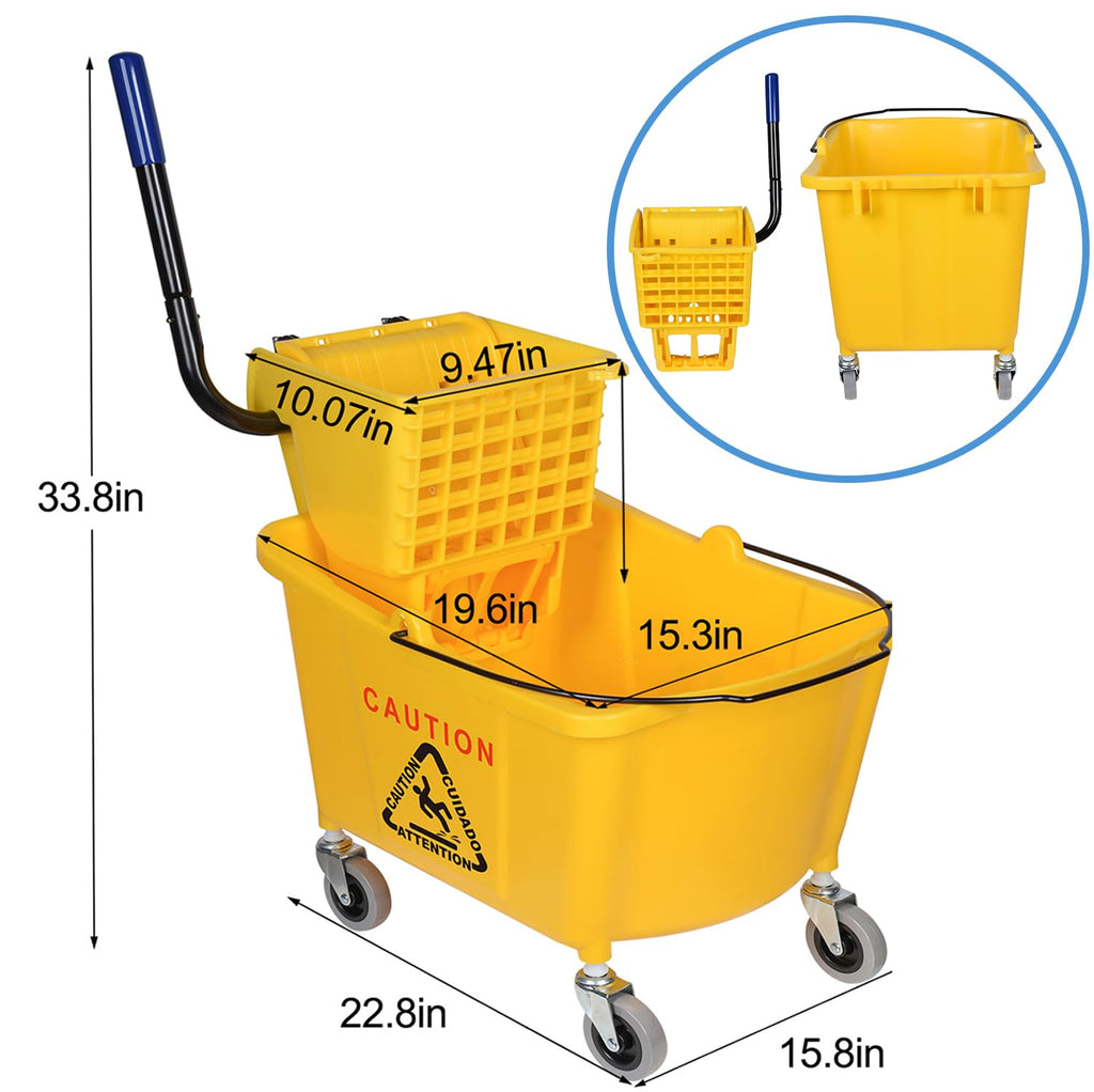 Commercial Mop Bucket on Wheels, 35-Quart J584337