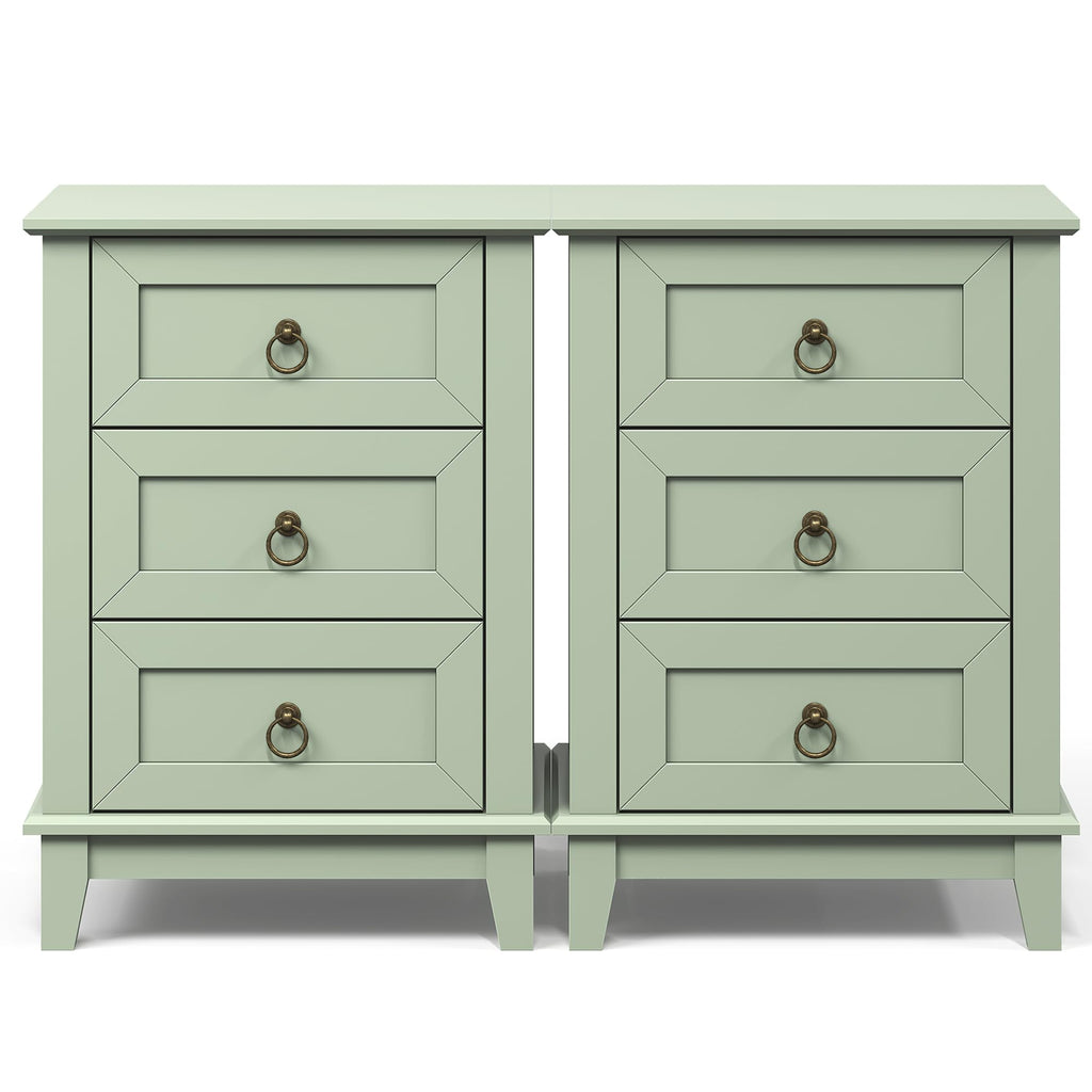 Tall Wooden Nightstand Set of 2 with 3 Drawers L888143