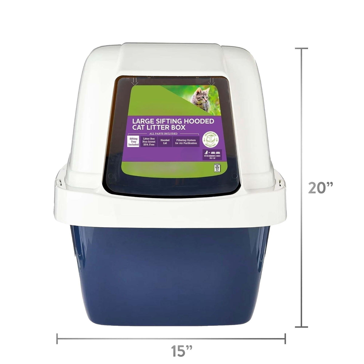 Blue Hooded Enclosed Cat Litter Box with Pan & Odor Filter O5880