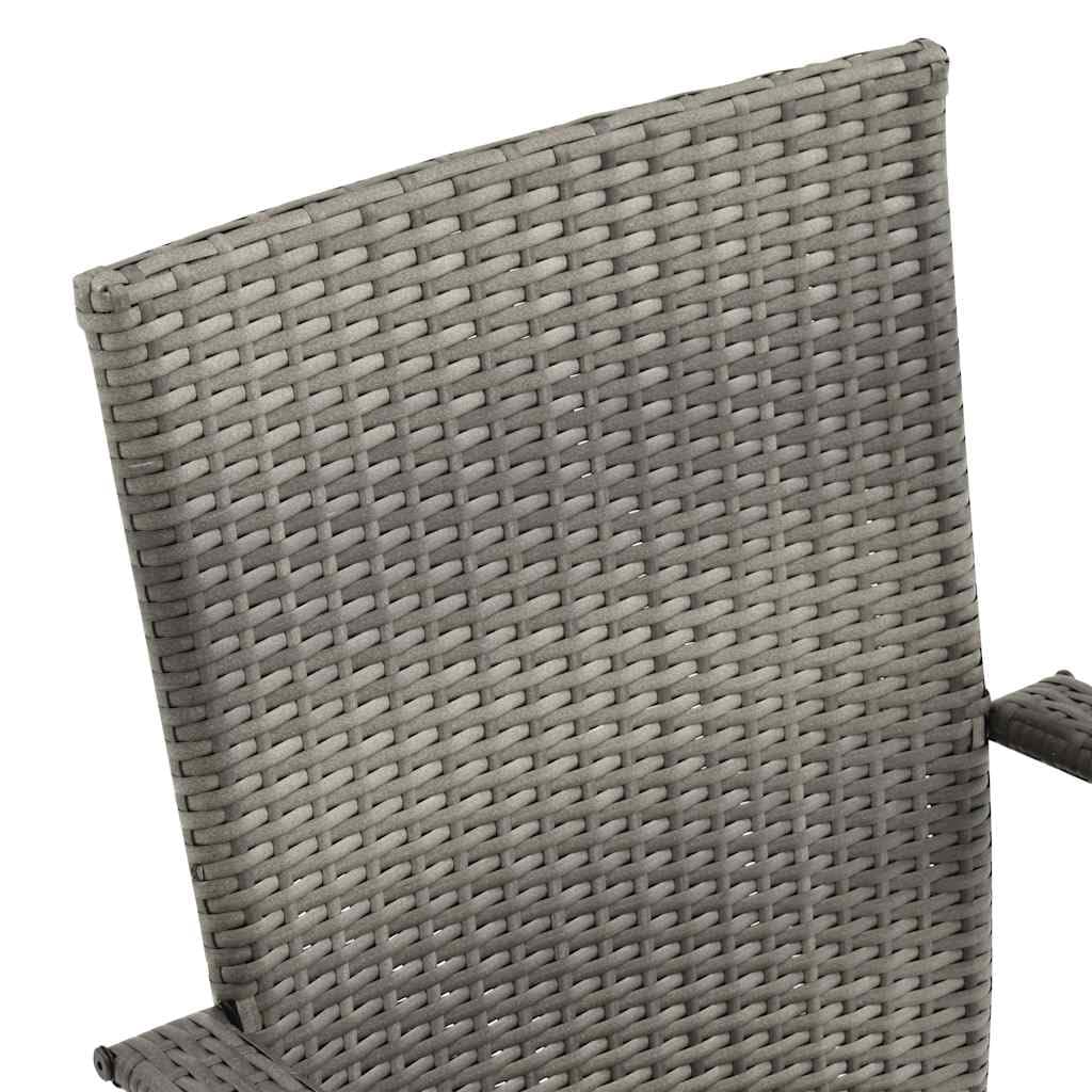 2 Pcs Grey Poly Rattan Stackable Patio Chairs U311945