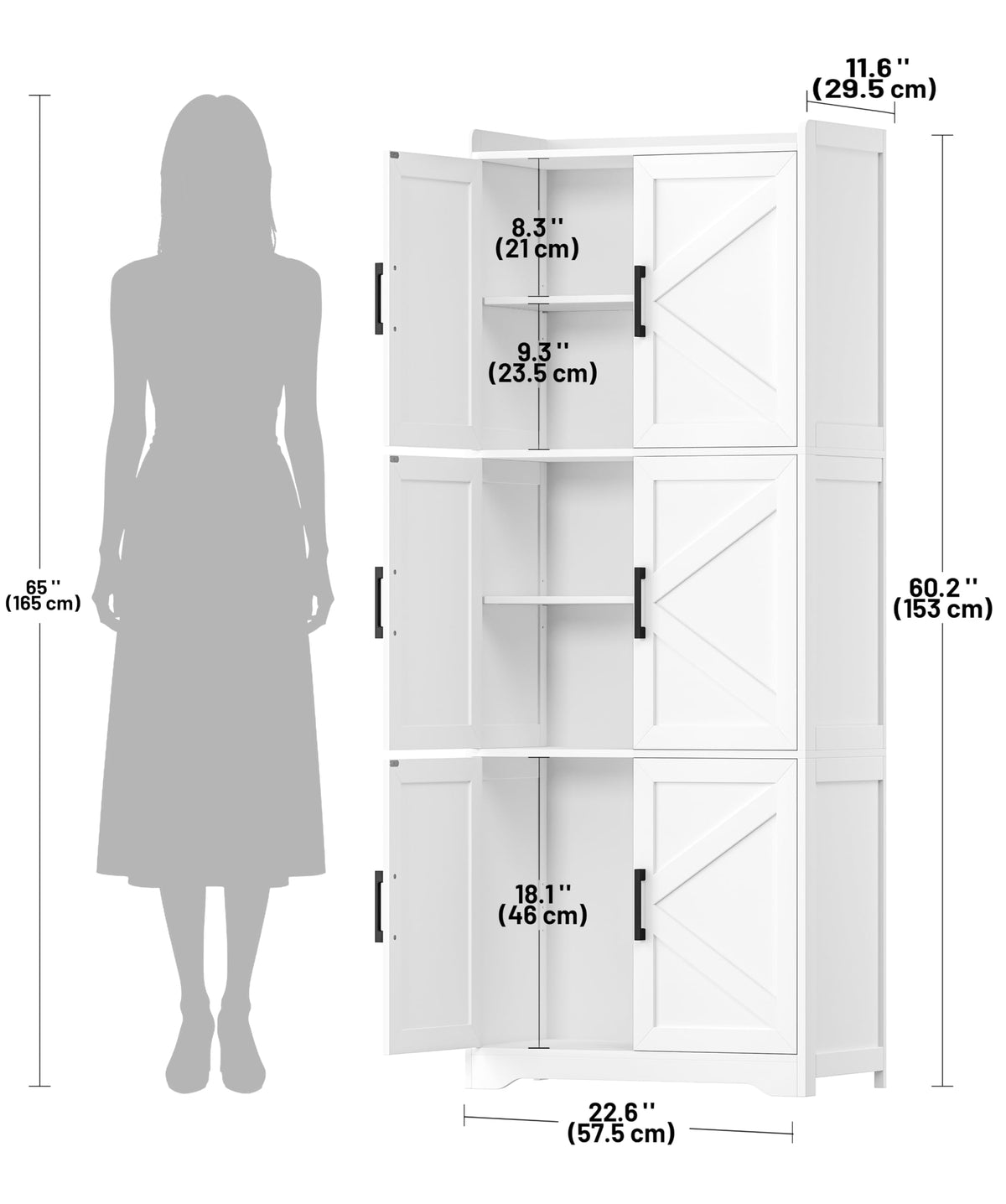 60.2''H Tall Bathroom Storage Cabinet with 6 Door V2525