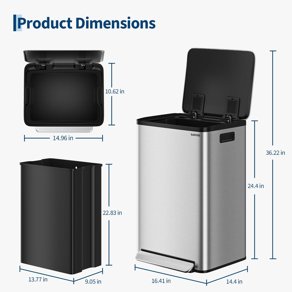 13 Gallon Stainless Steel Step-on Trash Can R639