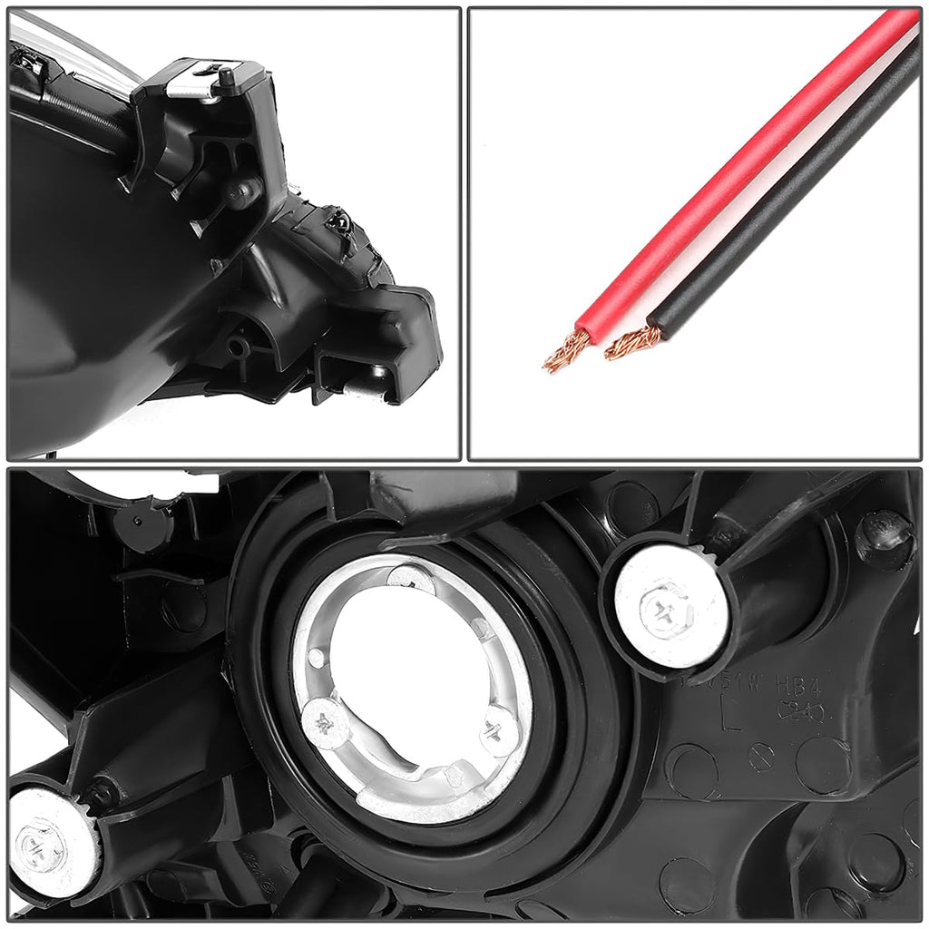 Headlight Assembly Left Right LED DRL Headlamp Set Black Housing Clear Corner Y152