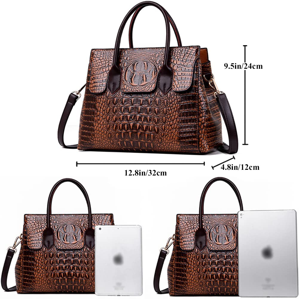 Embossed Faux Leather Satchel Handbag C18770