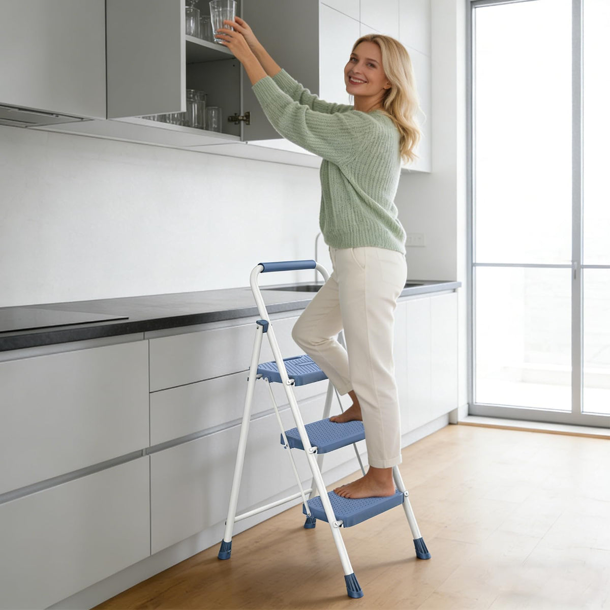 3 Step Folding Step Stool with Safety Lock B451