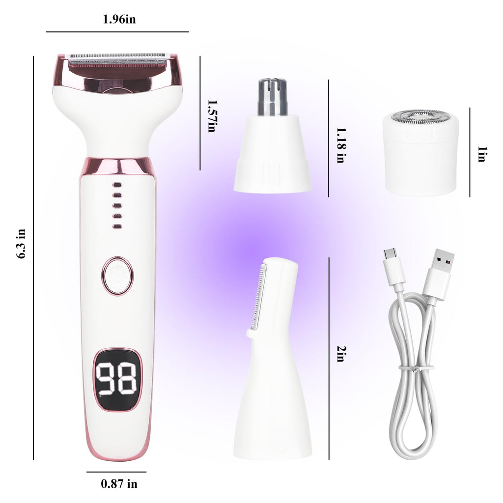 Pink White Rechargeable 4 in 1 Wet & Dry Electric Razor J7053