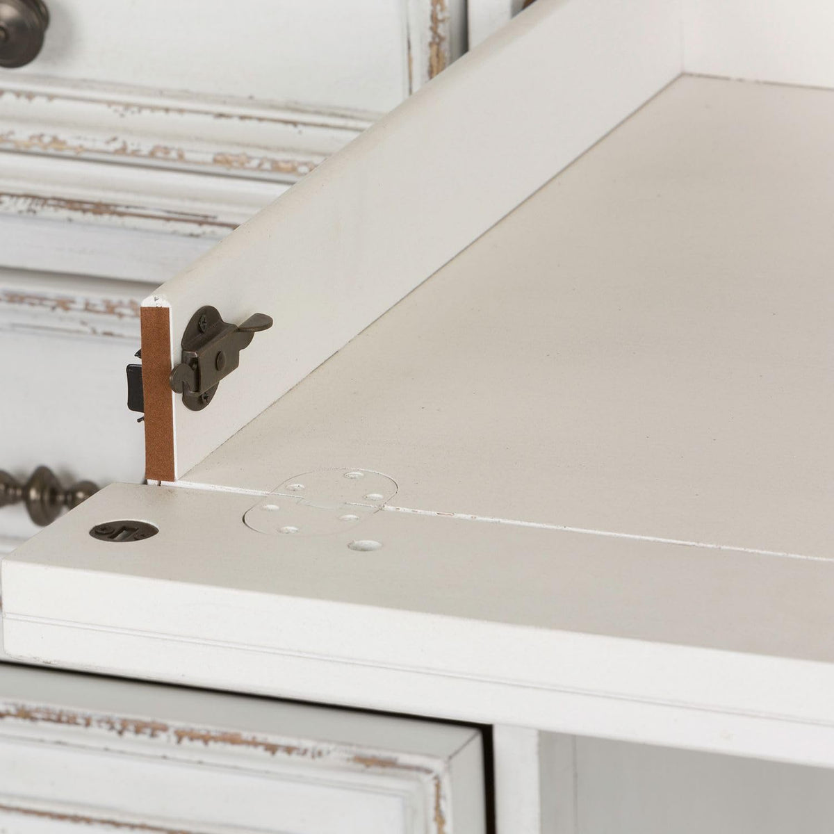 Antique White Credenza Desk & Hutch M48846