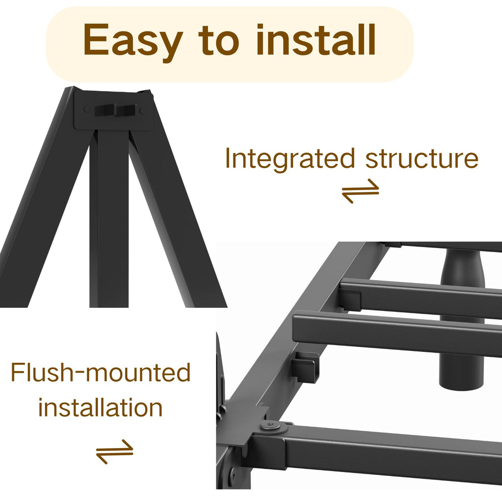 Twin XL Size 18" Black Metal Bed Frame with Storage W599367