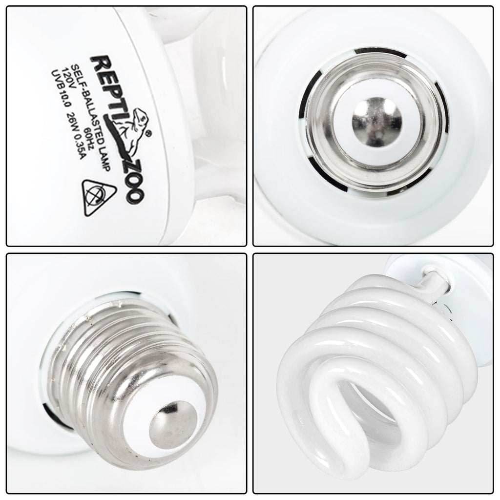 Dual Reptile Light Fixture & 100W Basking Spot Light with 26W UVA UVB Bulb Combo Pack Q8725