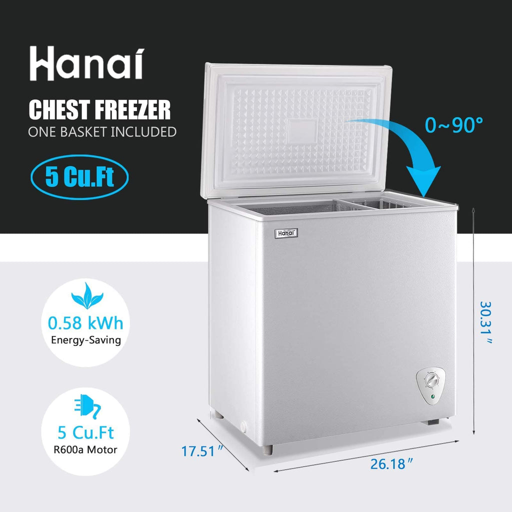 5.0 Cu.Ft White Chest Freezer with Removable Basket D4618