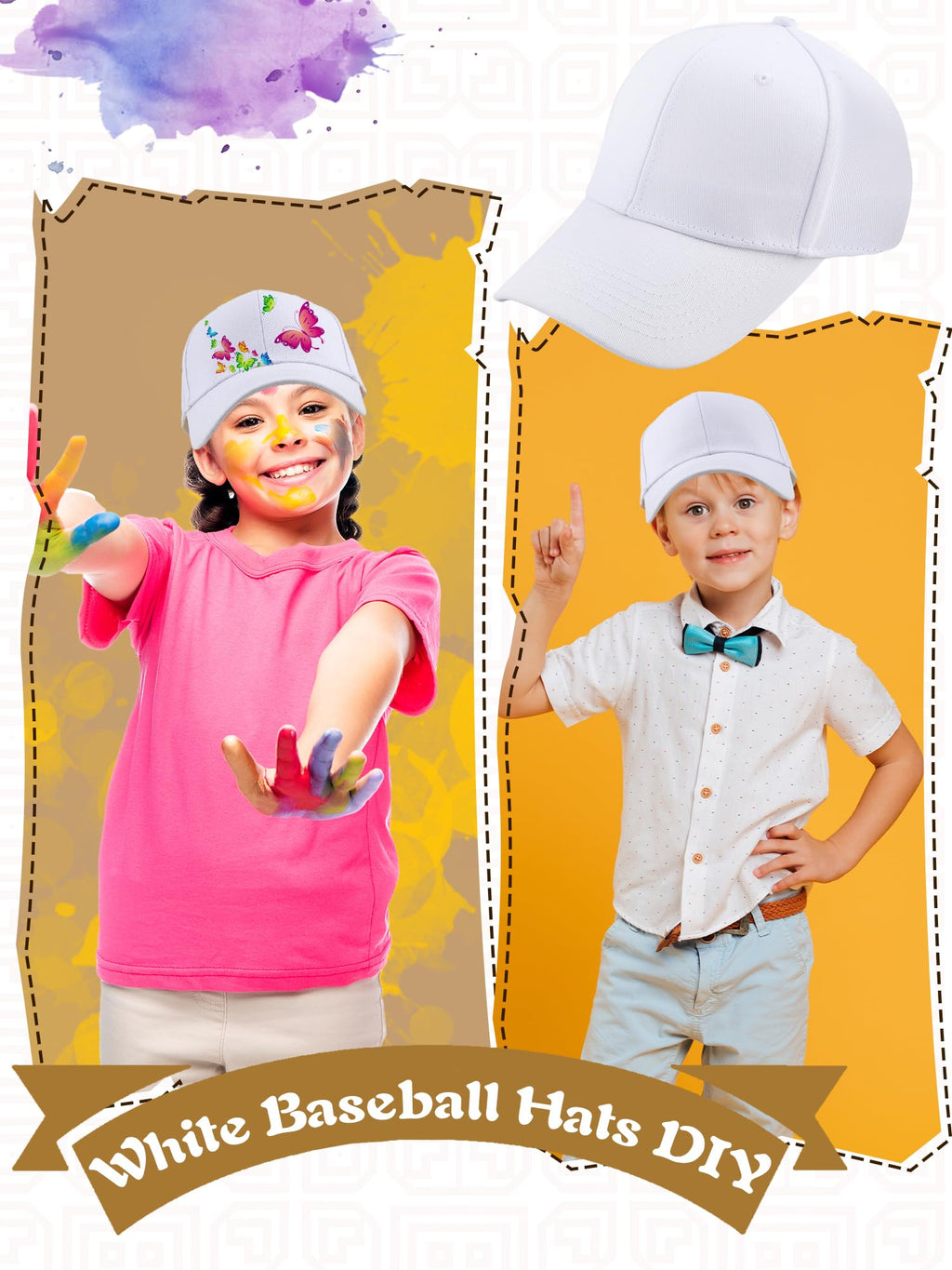 30 Pcs White Cotton Kids Baseball Cap N13964