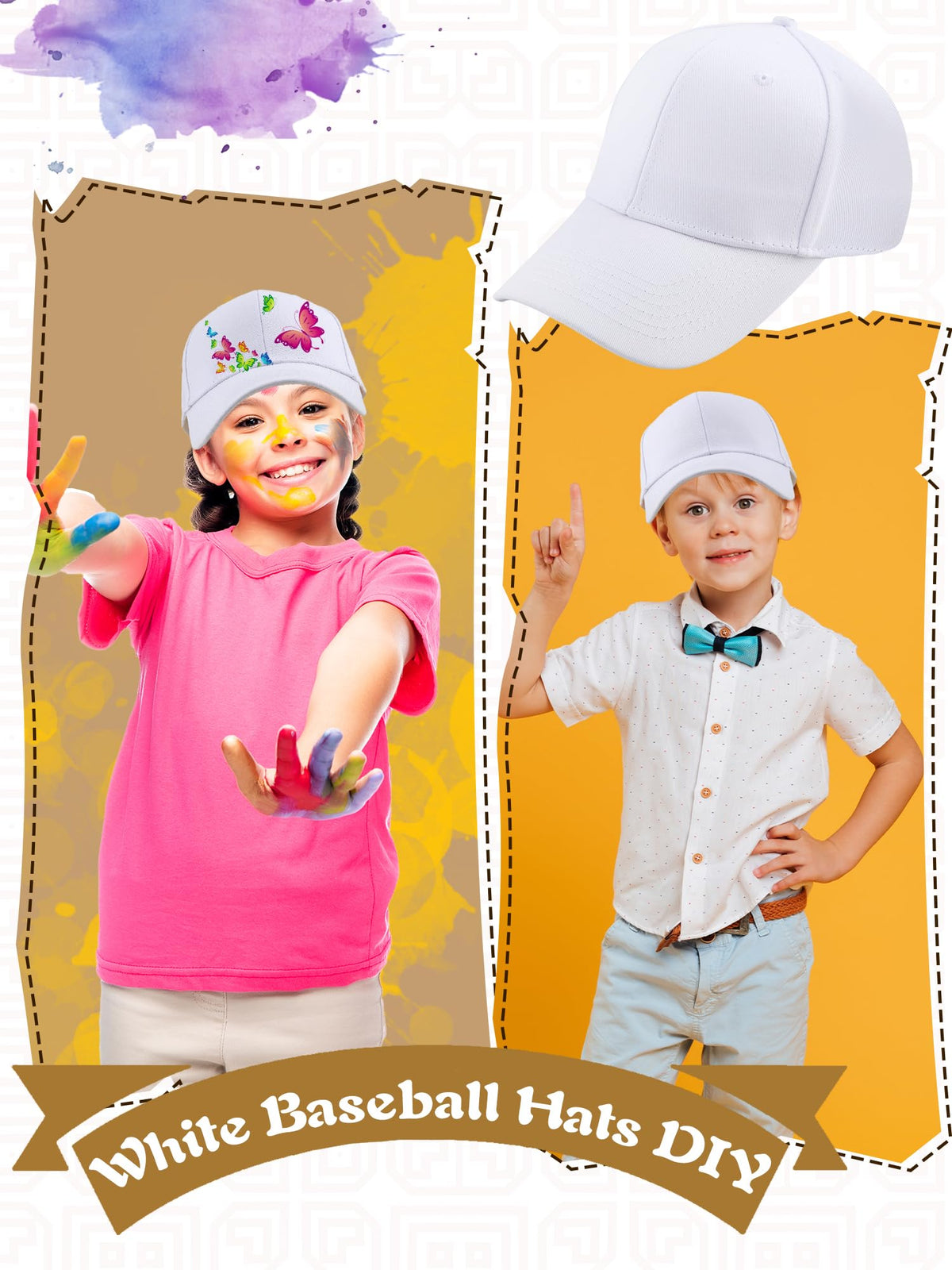 30 Pcs White Cotton Kids Baseball Cap N13964