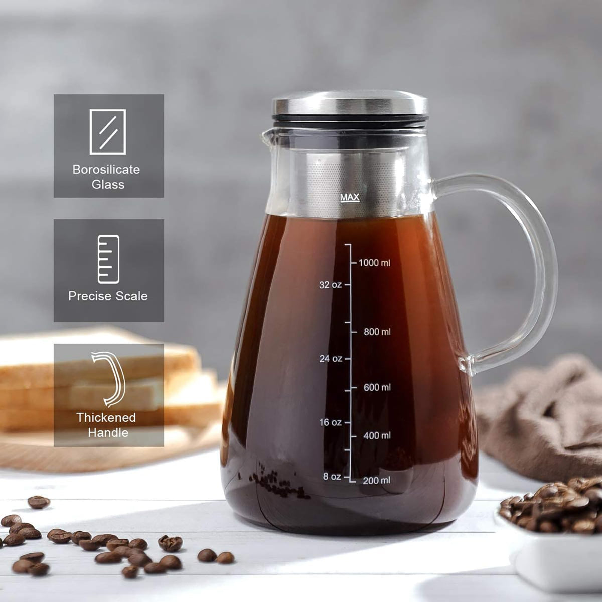 34oz Cold Brew Iced Coffee Maker with Stainless Steel Filter K5022