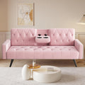 Pink Velvet Futon Couch Bed with Cup Holder G954048