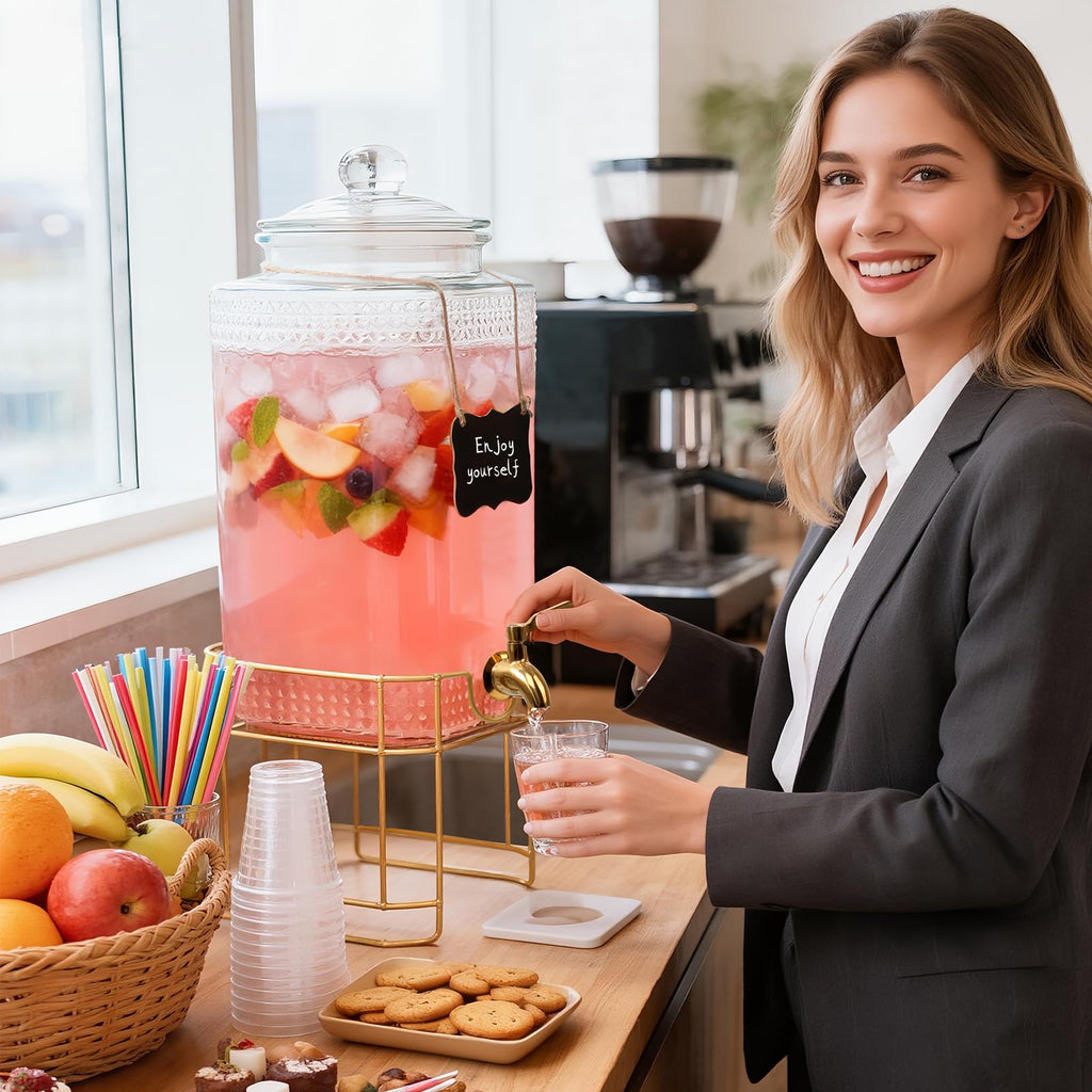 2 Gallon Stainless Steel Beverage Dispenser with Stand J865833