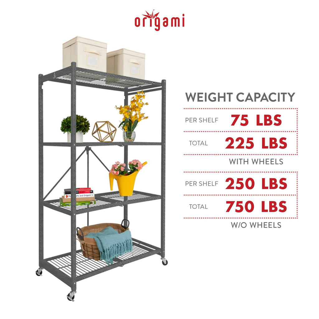Foldable 4-Tier Heavy-Duty Steel Storage Rack R3361