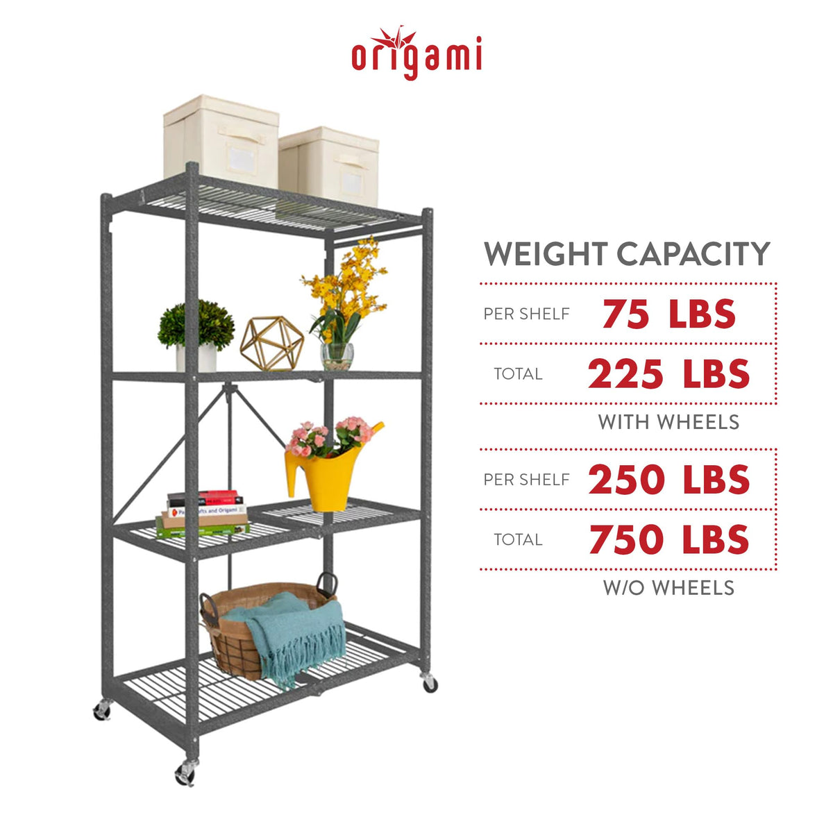 Foldable 4-Tier Heavy-Duty Steel Storage Rack R3361