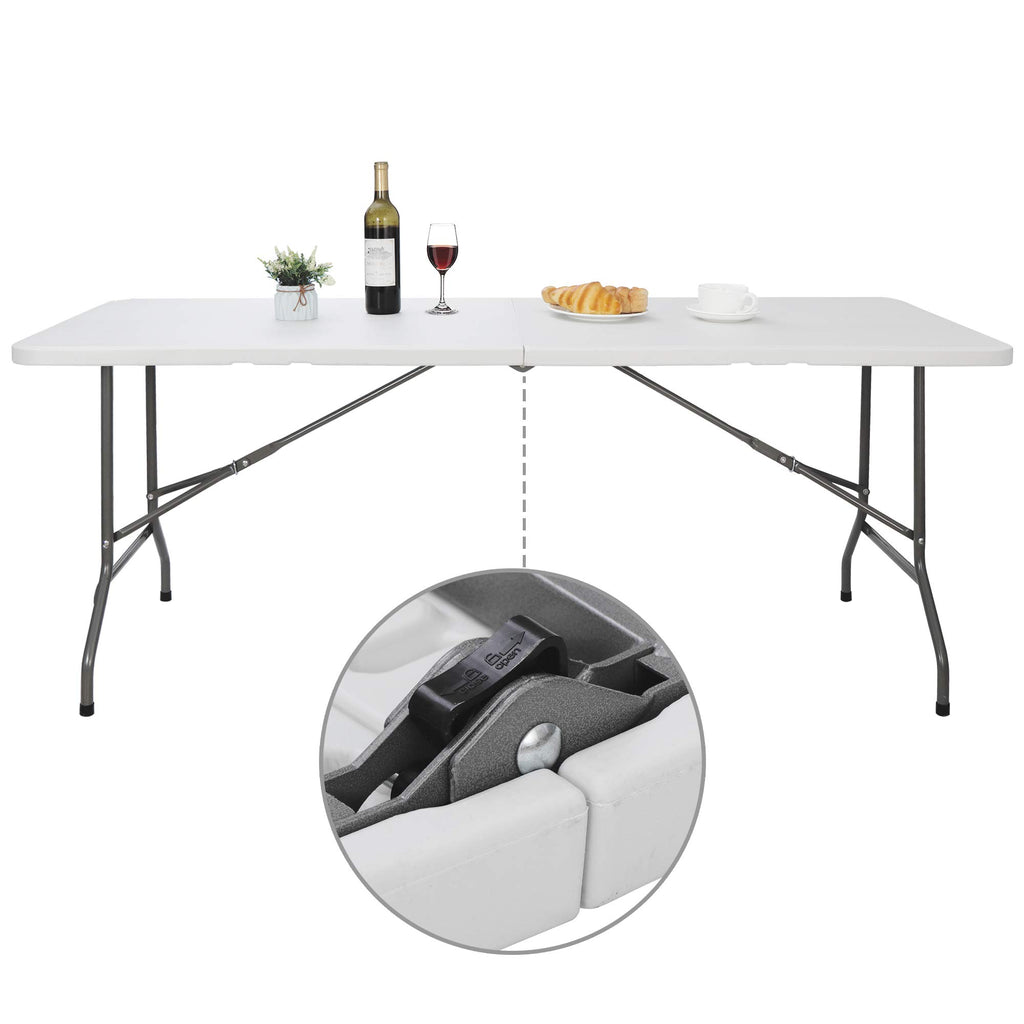 White 6Ft Heavy Duty Folding Picnic Table A672226