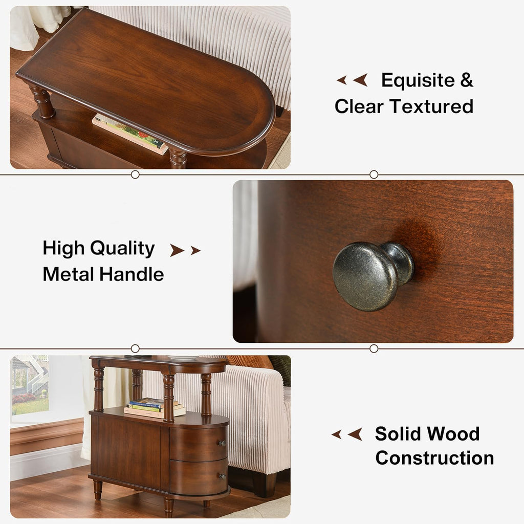 Set of 2 Slim Wood End Table with 2 Drawers & Shelf S640575
