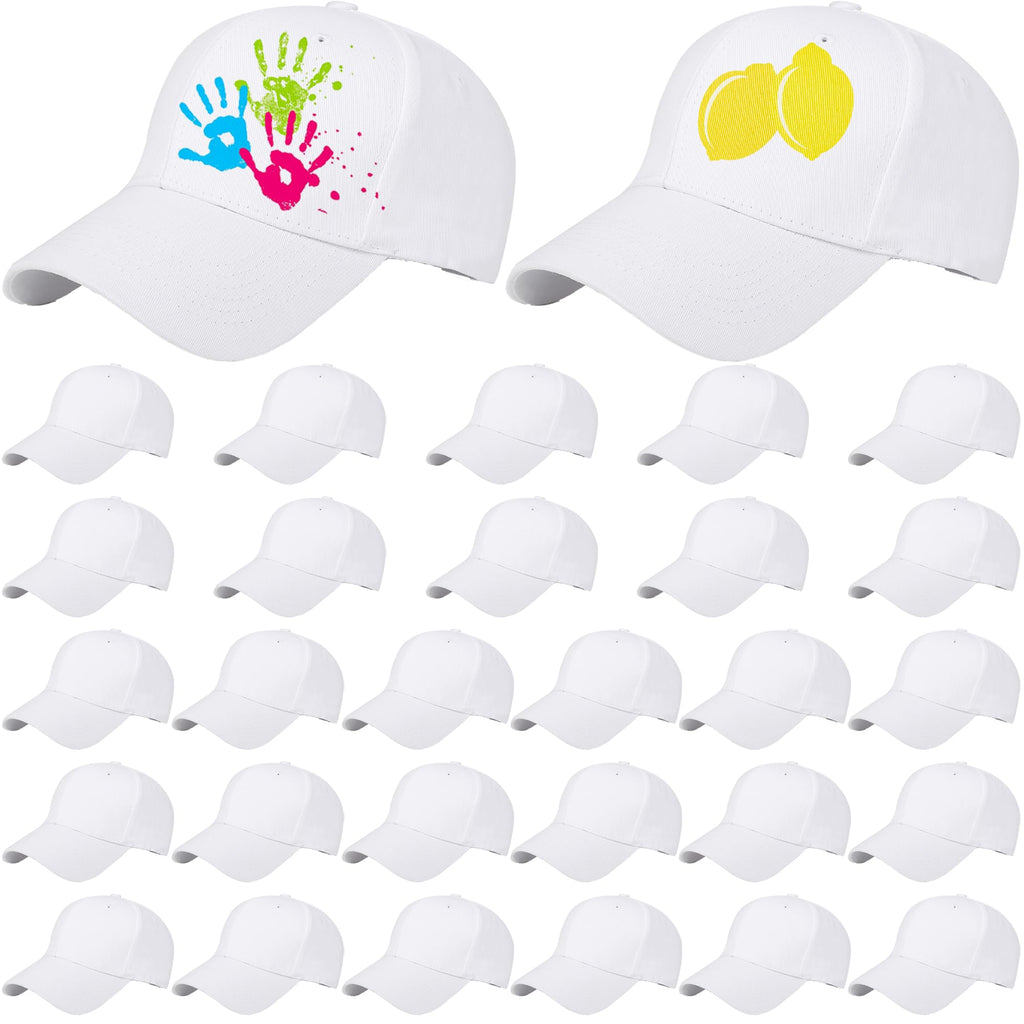 30 Pcs White Cotton Kids Baseball Cap N13964