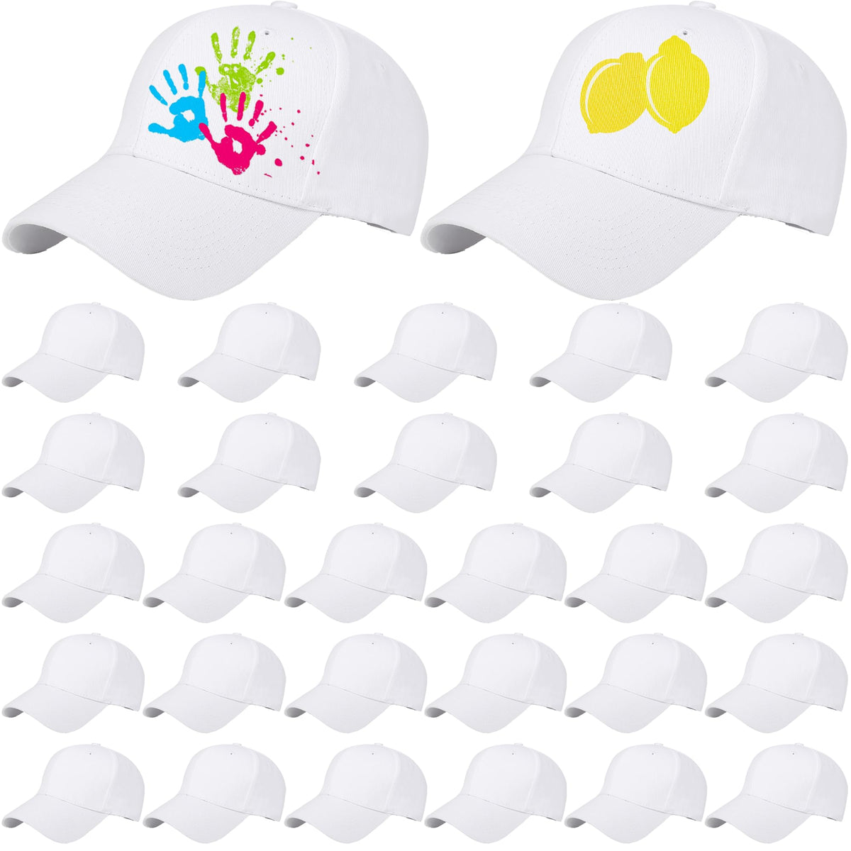 30 Pcs White Cotton Kids Baseball Cap N13964