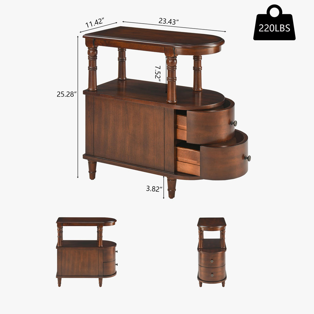 Set of 2 Slim Wood End Table with 2 Drawers & Shelf S640575