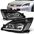Headlight Assembly Left Right LED DRL Headlamp Set Black Housing Clear Corner Y152