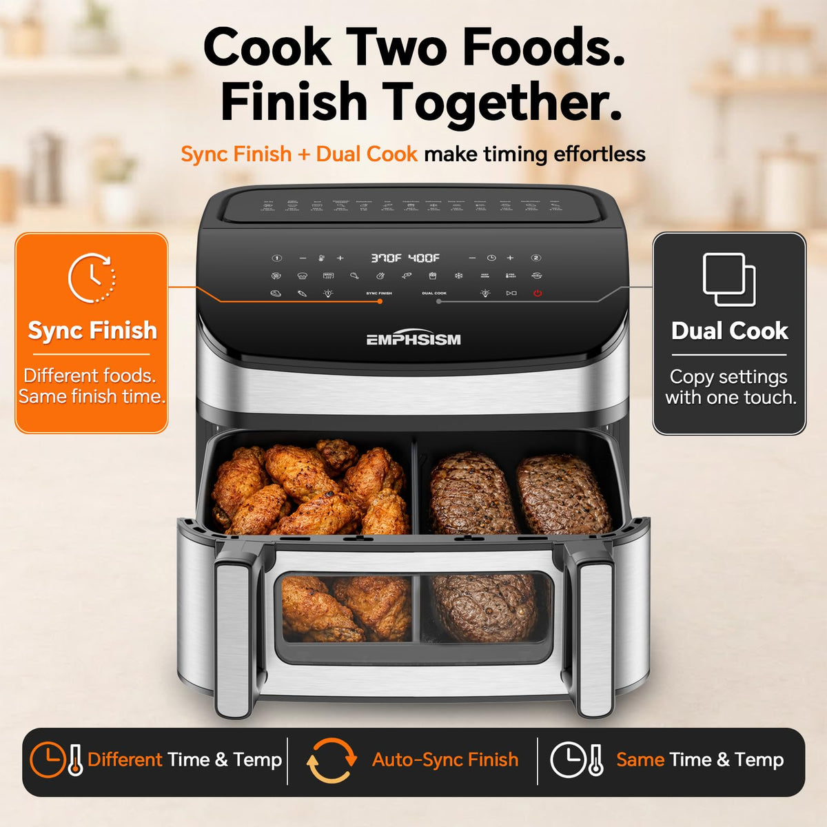 12QT Dual Zone Air Fryer with Viewing Window H865