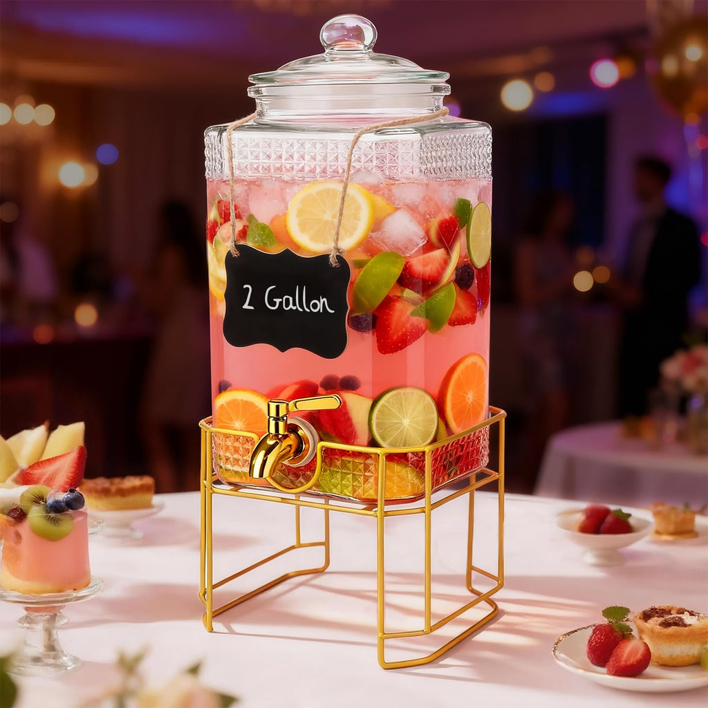 2 Gallon Stainless Steel Beverage Dispenser with Stand J865833