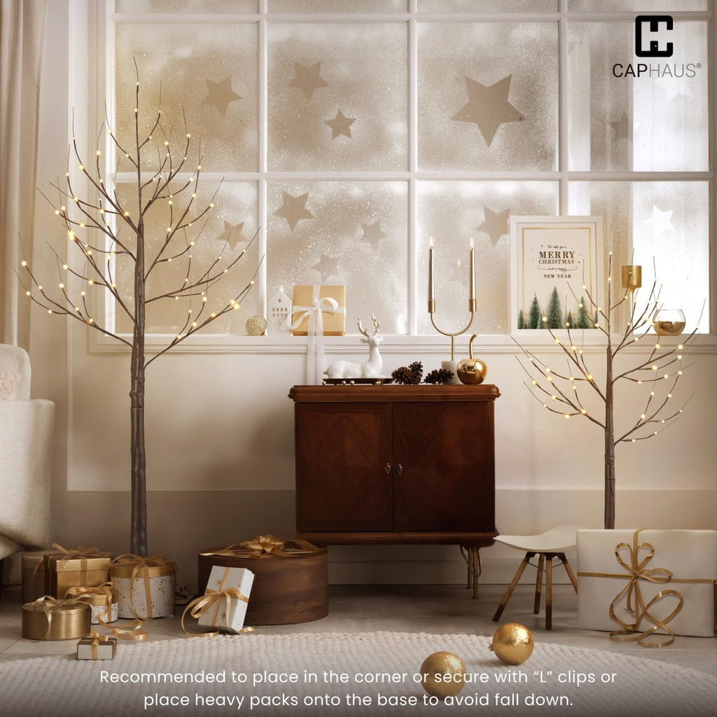 8 Ft Pre-Lit Twinkling Brown Birch Tree with 132 Warm White LED P614