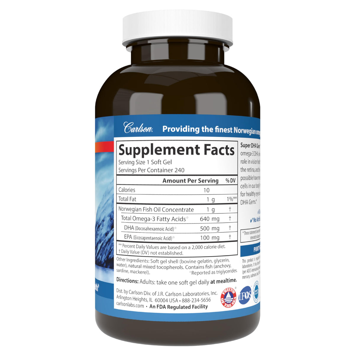 DHA Supplements 500 mg 240 Softgels A86990