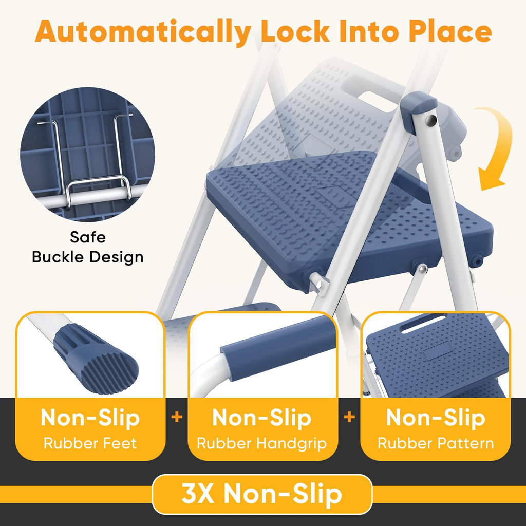 3 Step Folding Step Stool with Safety Lock B451