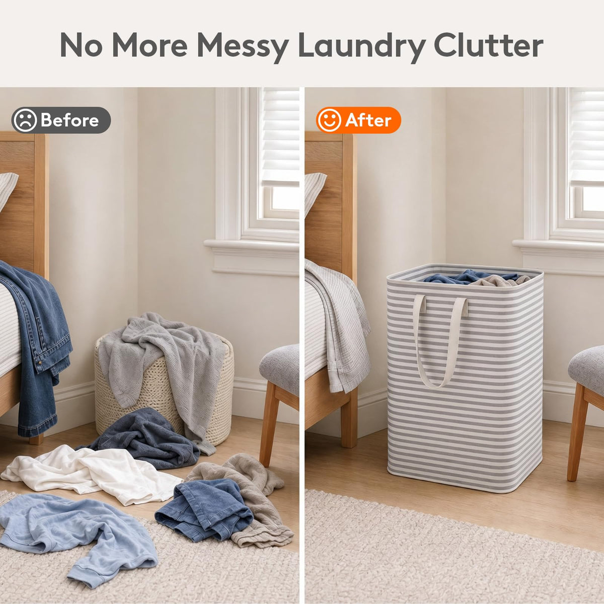 80L 2 Pack Grey Laundry Baskets U98065