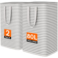 80L 2 Pack Grey Laundry Baskets U98065